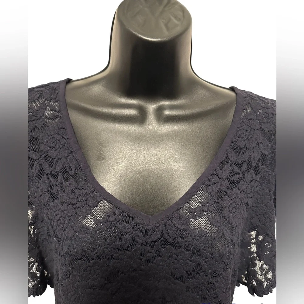 H&M L.O.G.G. Navy Lace Shirt with Loose Sleeves - Picture 2 of 7